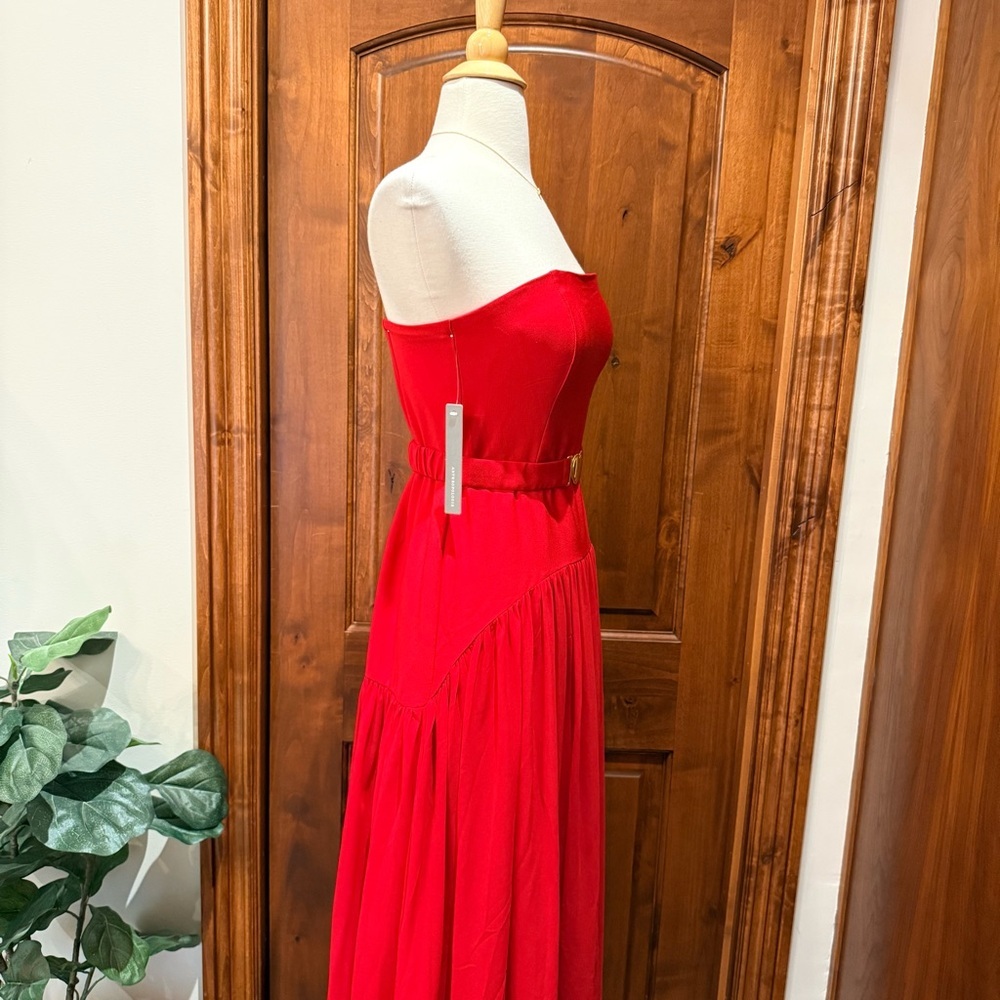 💋Anthropologie Hutch Strapless Red Maxi Dress size 6 - Picture 7 of 14